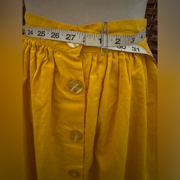 Ken Sington Square Vintage Y2K Yellow Skirt Large Side Pockets Button Up USA 28 - Picture 11 of 11